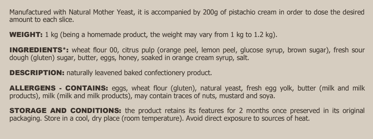 Panettone with Pistacchio Cream